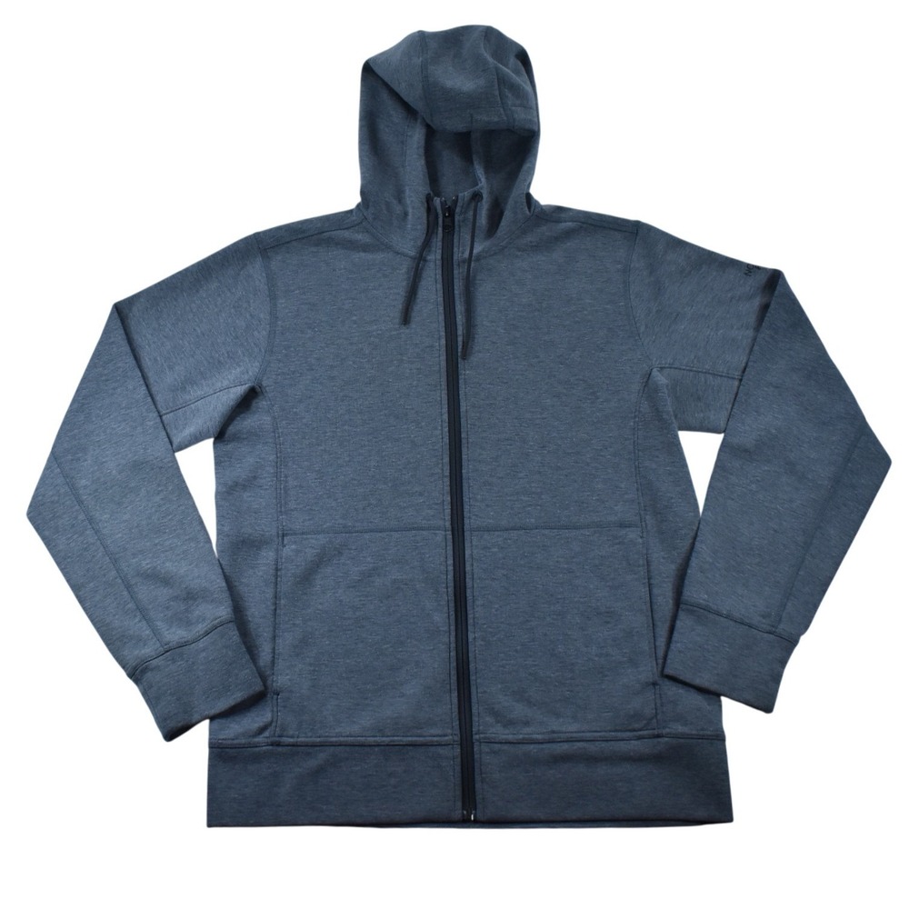 The North Face Mens Gray Full Zip Hoodie Heathered Sweatshirt Logo Sleeve Small
